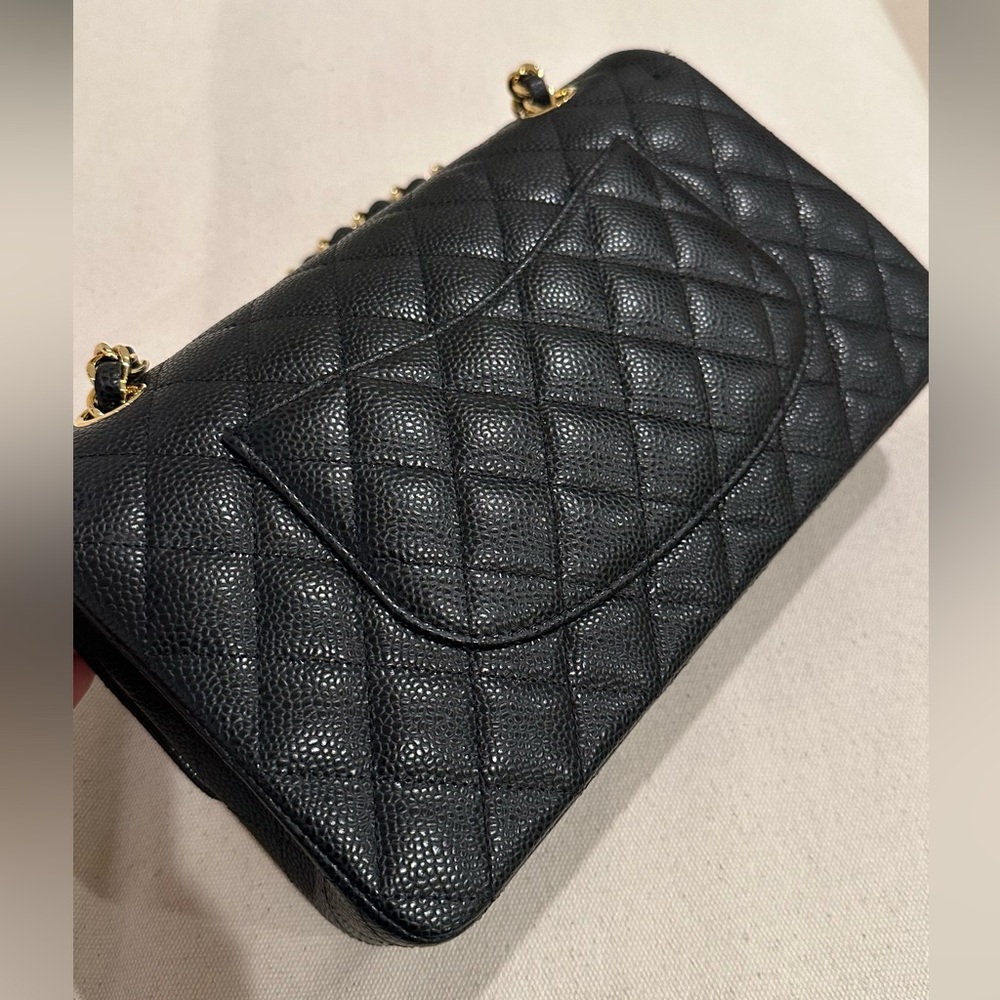 Classic Black Quilted Shoulder Bag with Gold Hardware - Picture 7 of 11